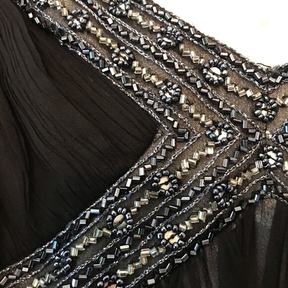 Adrianna Papell Silk Chiffon Beaded Evening Dress - Picture 7 of 9